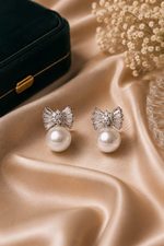 Load image into Gallery viewer, Celeste Pearl Bow Stud