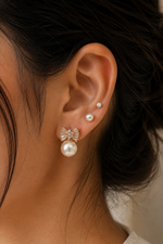 Load image into Gallery viewer, Celeste Bow Pearl Stud