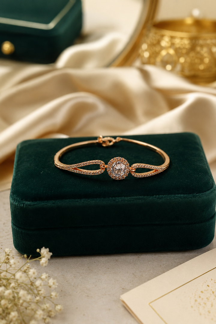 Luna Halo Rose Gold Crystal Bracelet