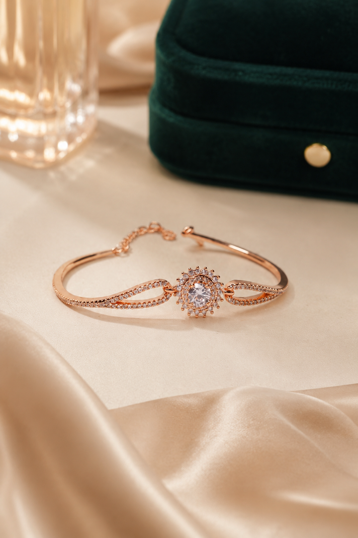 Celeste Halo Rose Gold Crystal Bracelet