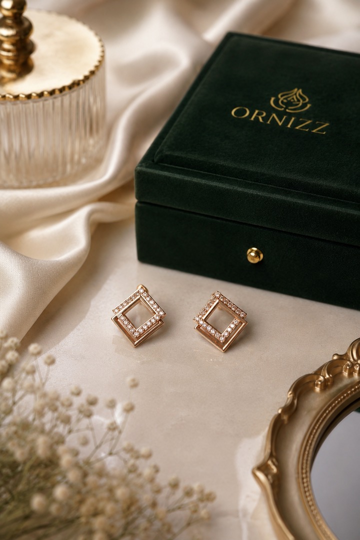 Luxe Geo Square Stud