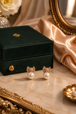 Load image into Gallery viewer, Celeste Bow Pearl Stud