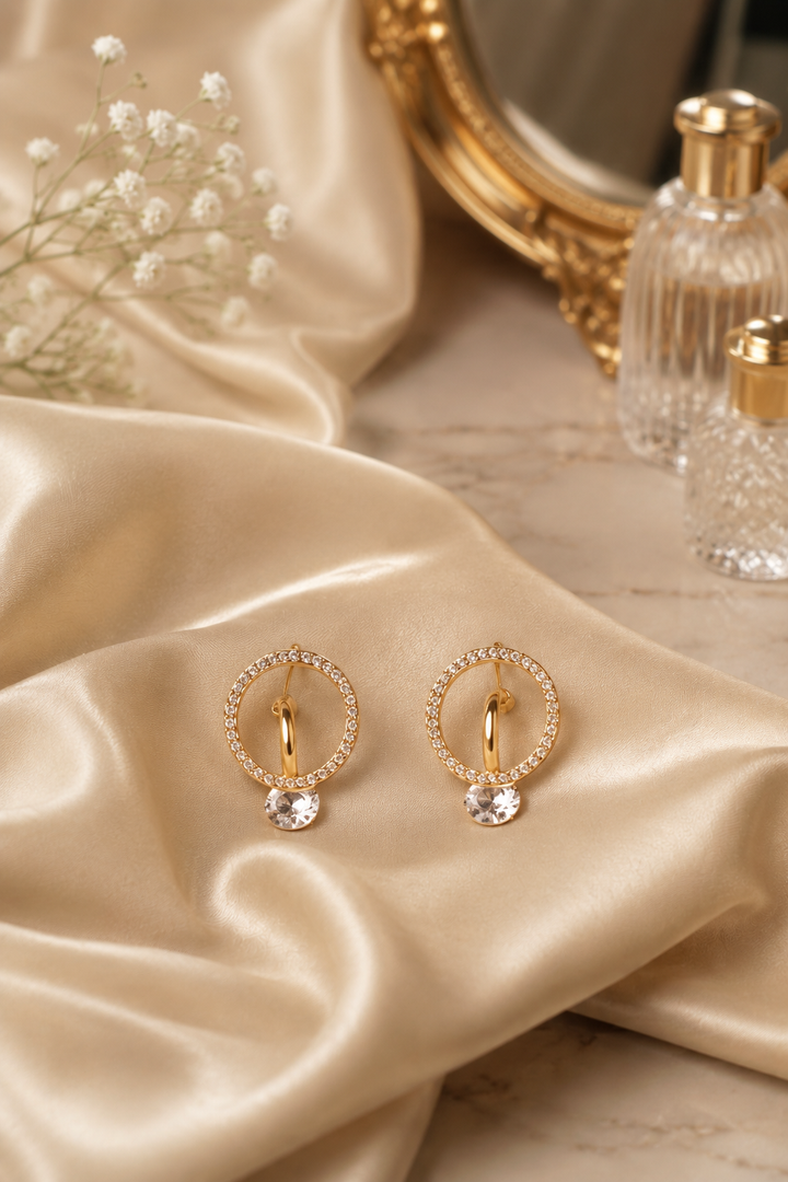 Halo Spark Gold Circle Stud