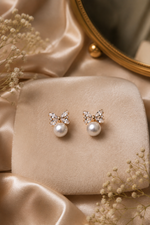 Load image into Gallery viewer, Celestia Pearl Bow Stud