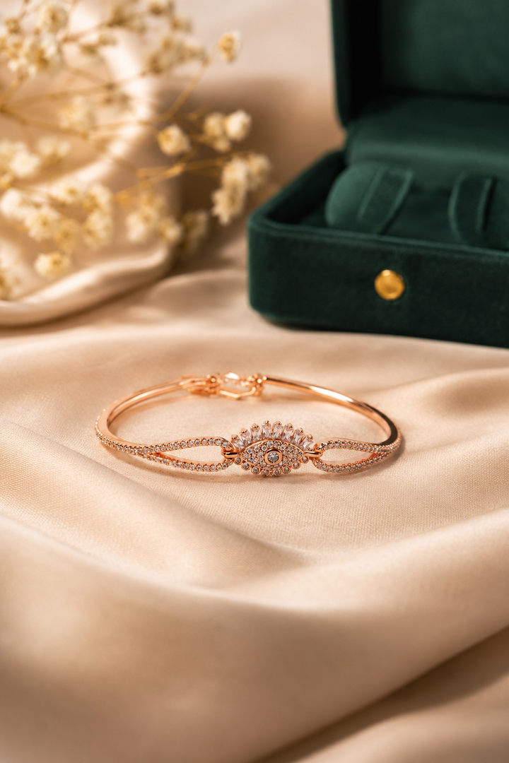 Evil Eye Aura Rose Gold Crystal Bracelet