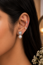 Load image into Gallery viewer, Pearl Luxe Pavé Drop Stud