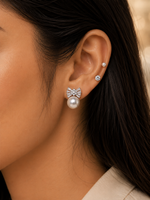 Load image into Gallery viewer, Celeste Pearl Bow Stud