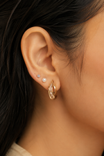 Load image into Gallery viewer, Luna Baguette Gold Hoop