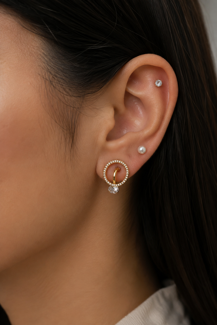 Halo Spark Gold Circle Stud