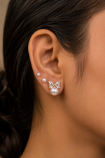 Load image into Gallery viewer, Celestia Pearl Bow Stud