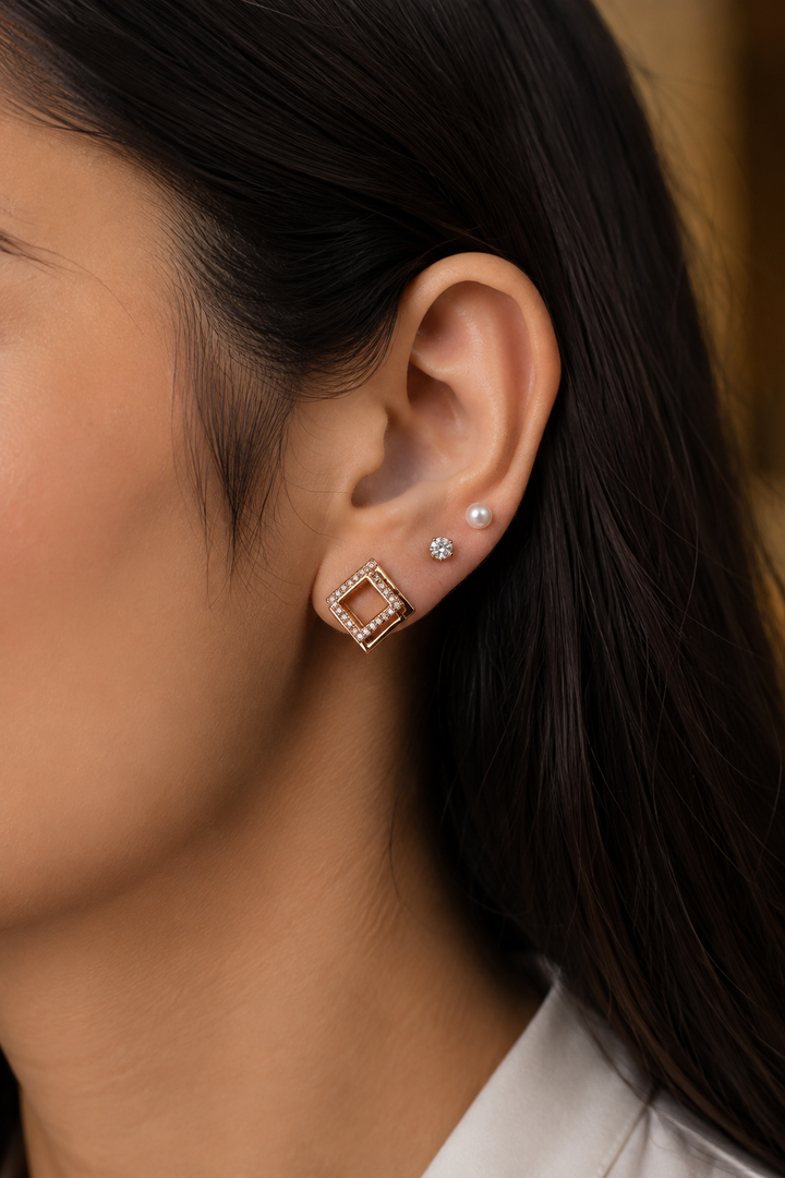 Luxe Geo Square Stud