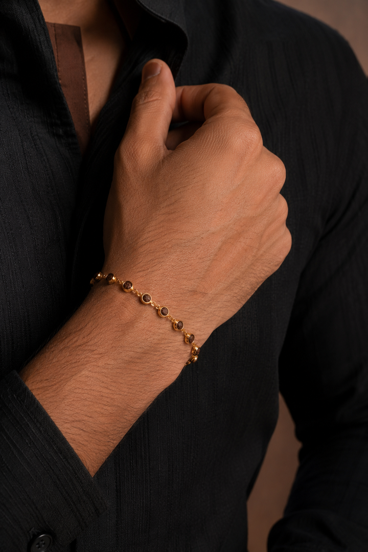 RudraAura Gold-Tone Rudraksha Bracelet
