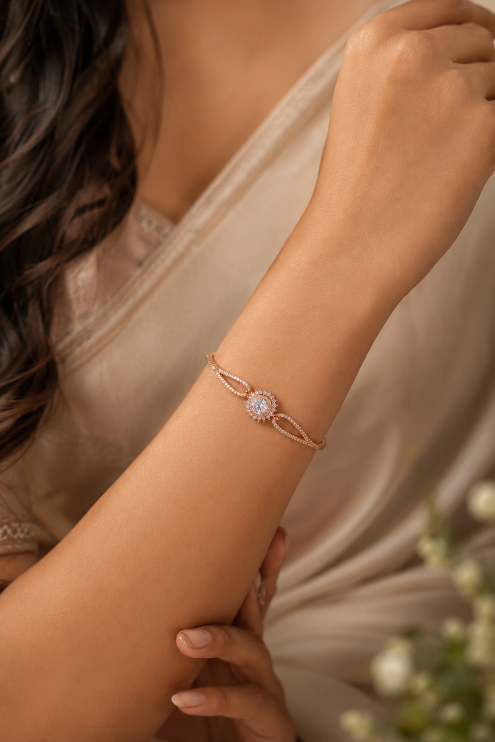 Celeste Halo Rose Gold Crystal Bracelet