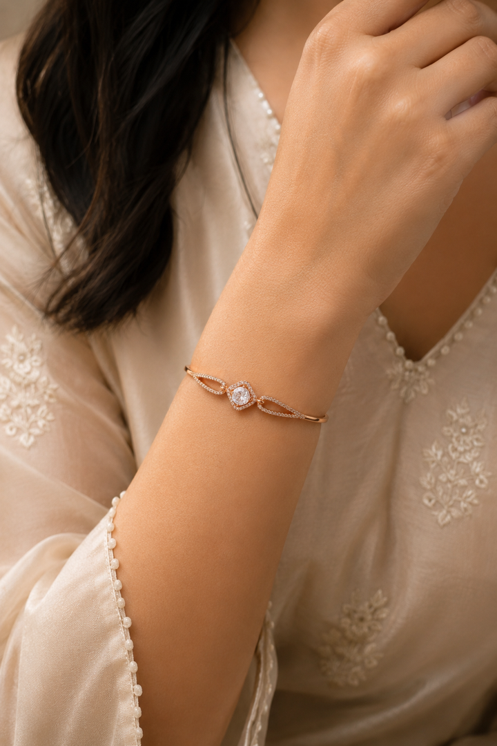 Aurora Radiance Rose Gold Crystal Bracelet